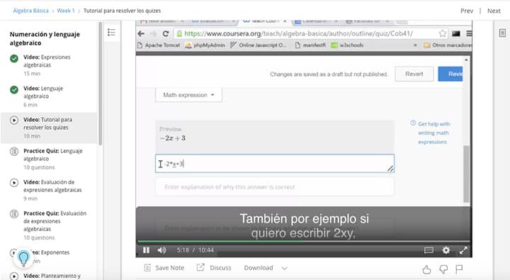 Curso de algebra online de Coursera