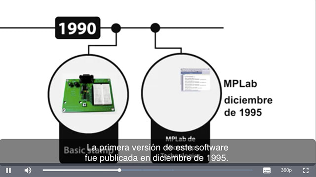 Screenshot de un curso sobre Arduino, con subtitulos que dicen "la primera version de este software fue publicada en diciembre de 1995".