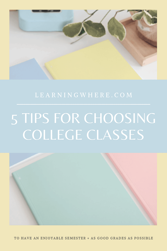How to choose college classes, decorative image with text